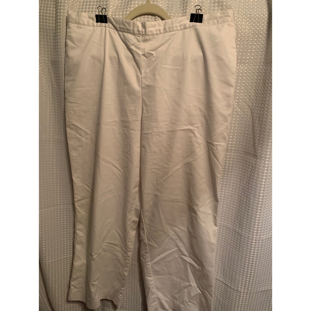 Alfred Dunner White Pull On Pants Women 18 Straight Leg Flat Front Elastic Waist
